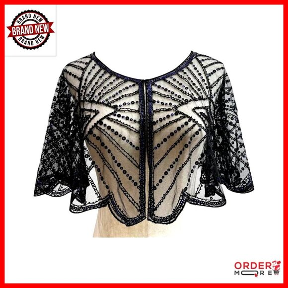 Accessories - Sequin Beaded Shawl Wrap for Evening Dresses Wedding Party Flapper Cover Up